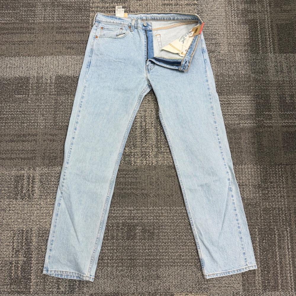 Levi's 505 Regular Jeans Mens 36x34 Light Wash Blue Straight Leg Denim Pants